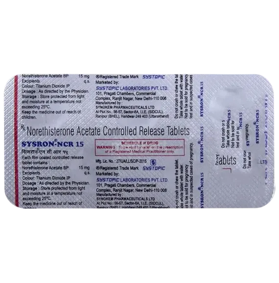 sysron ncr 15mg tablet 5's